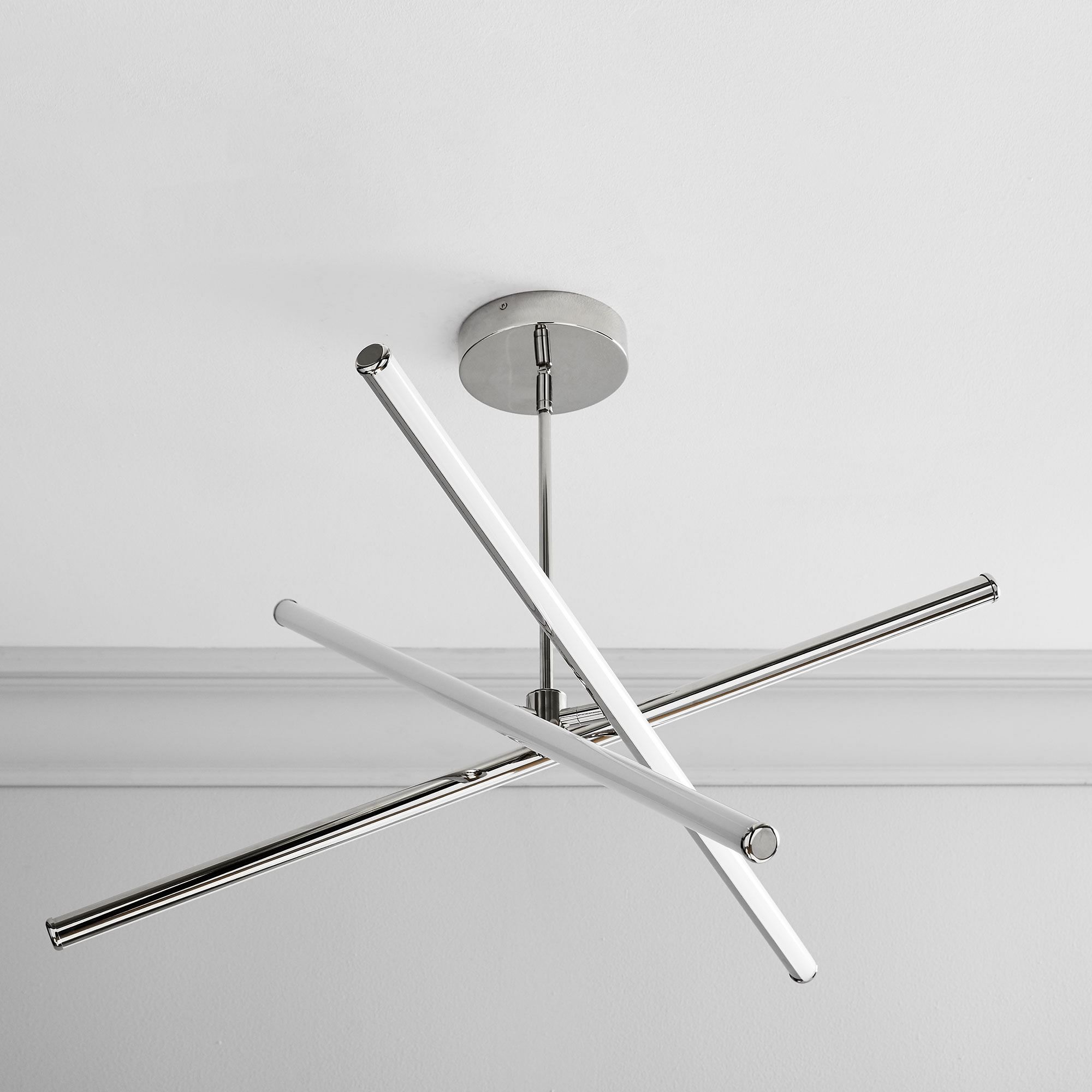 Voro Minimalist Chrome Light Rods - LED Semi-Flush Mount Ceiling Light