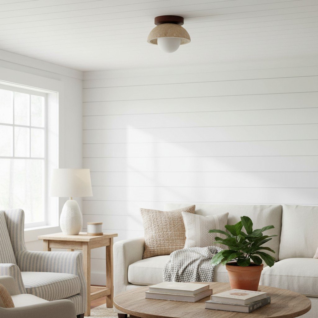 Travira Ceiling Light Textured Bowl Design Flush Mount Ceiling Lamp - Organic Style for Living Rooms