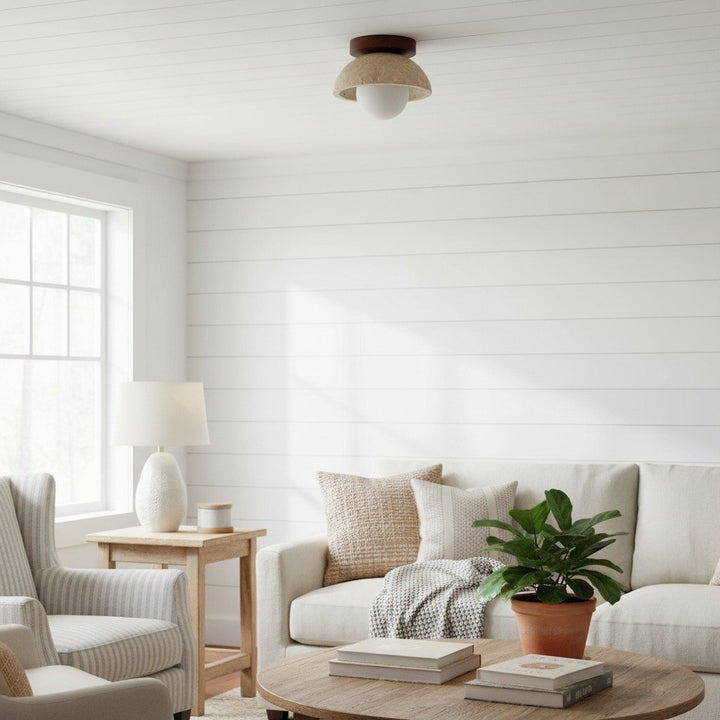 Travira Ceiling Light Textured Bowl Design Flush Mount Ceiling Lamp - Organic Style for Living Rooms