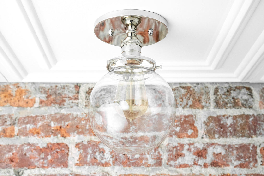 Glorica Glass Retro Globe Ceiling Light - Vintage Industrial Home Lighting