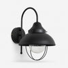 Complete vintage black seeded-glass wall lamp
