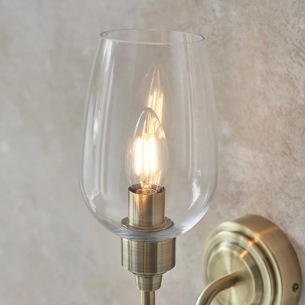 Clarione Art Deco Wall Light with Clear Glass Shade – Modern Metal Design for Hallways