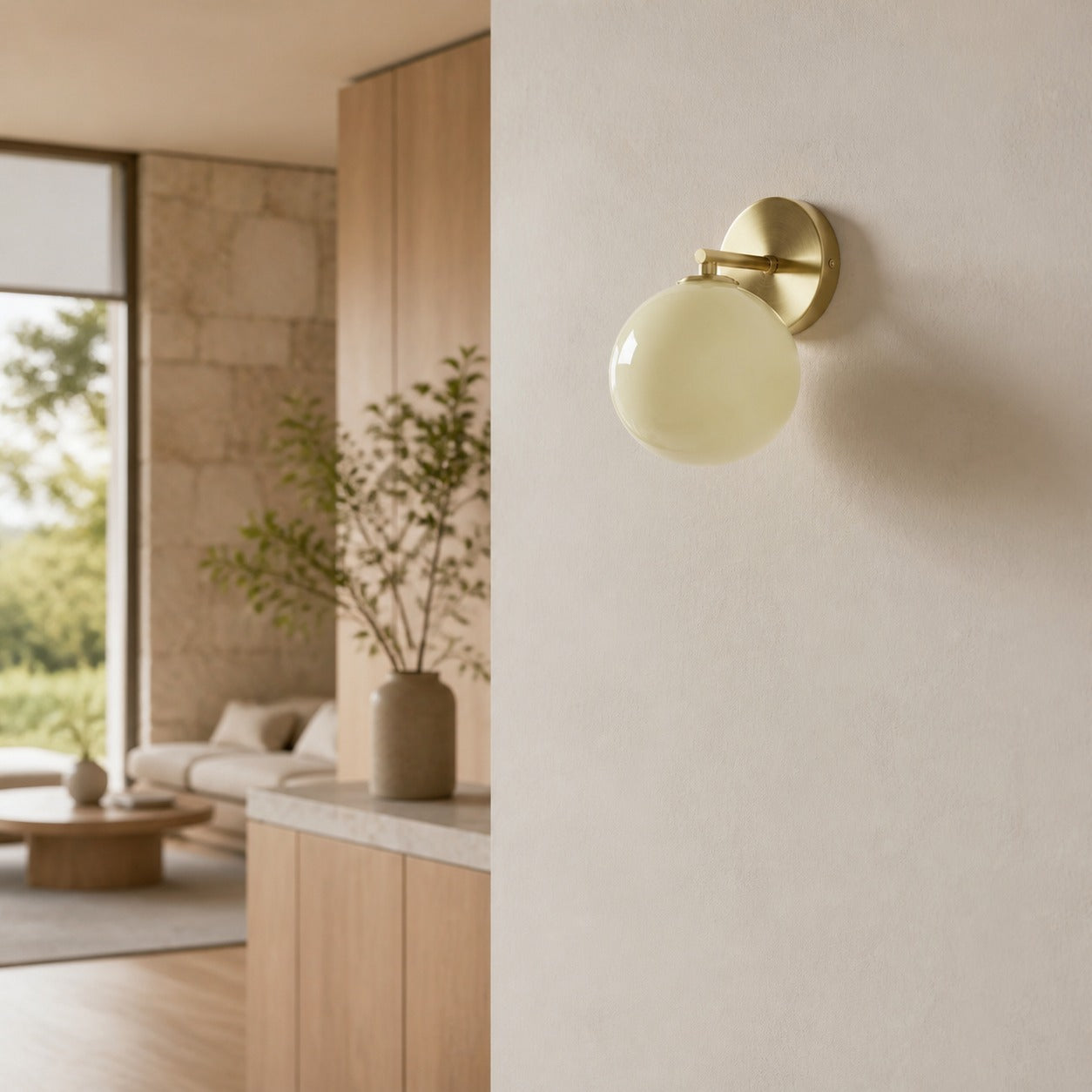 Orra Opal Glass Wall Sconce - Elegant Globe and Metal Sconce for Living Room and Bedroom