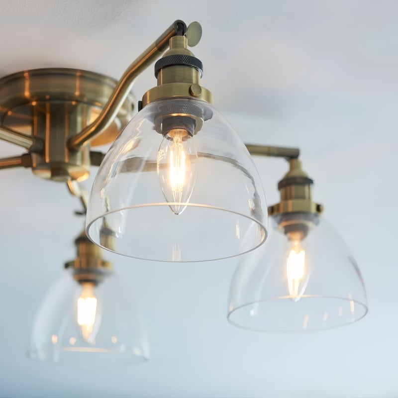 Novera Vintage-Inspired Semi-Flush Ceiling Fixture with Curved Arms for Living Spaces