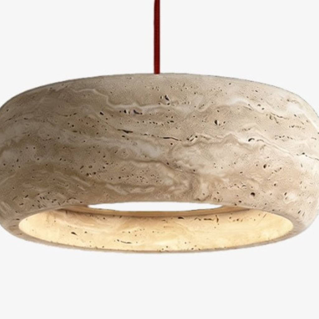 Kairis Travertine Natural Stone Pendant Light - Vintage Style Lighting for Dining and Living Spaces