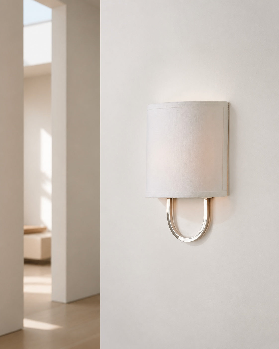 Nolvara Elegant Wall Light Featuring Soft Shade and Metal Arm