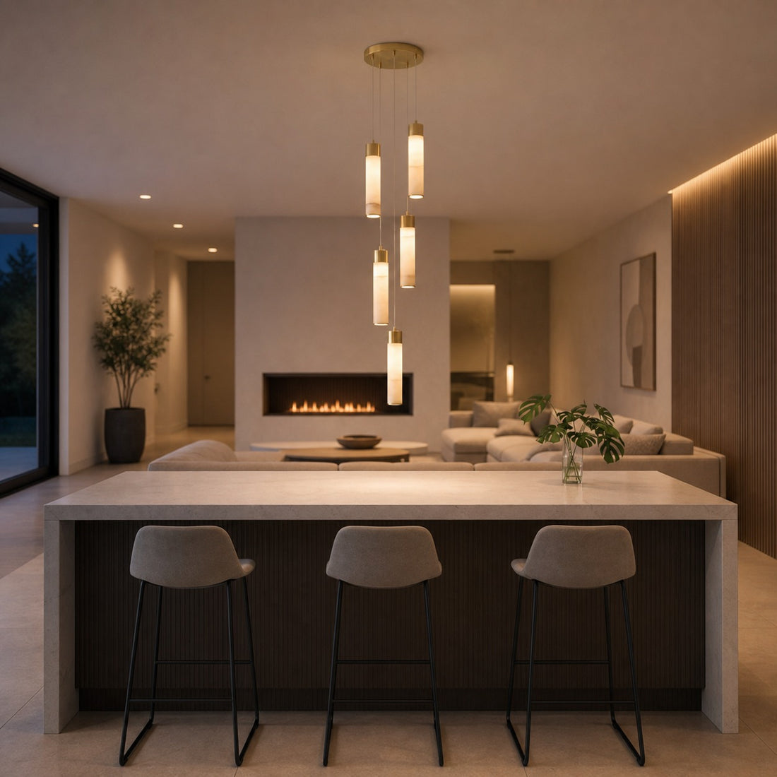 Solaryx Minimal Cylindrical Silhouette Pendant Light - Modern Style Lamp for Kitchen or Dining Room