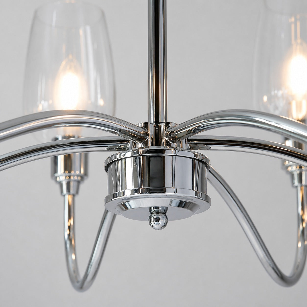 Clarione Art Deco 6-Light Linear Chandelier with Blown Glass Shades for Kitchen