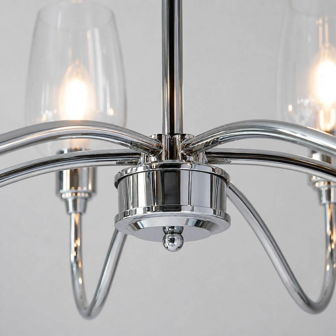 Clarione Art Deco 6-Light Linear Chandelier with Blown Glass Shades for Kitchen