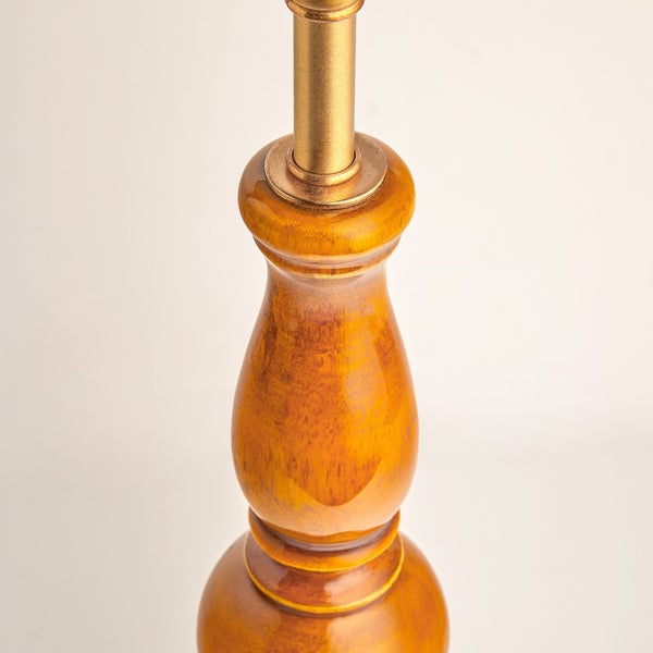 Grainora Table Lamp with Wooden Grain Base - Fabric Lampshade for Living Rooms