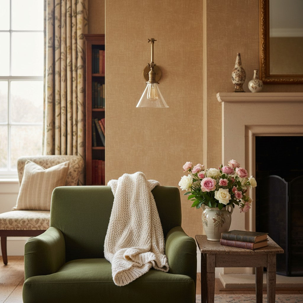 Conique Metal Industrial Wall Sconce with Adjustable Arm - Vintage Glass Cone Shade