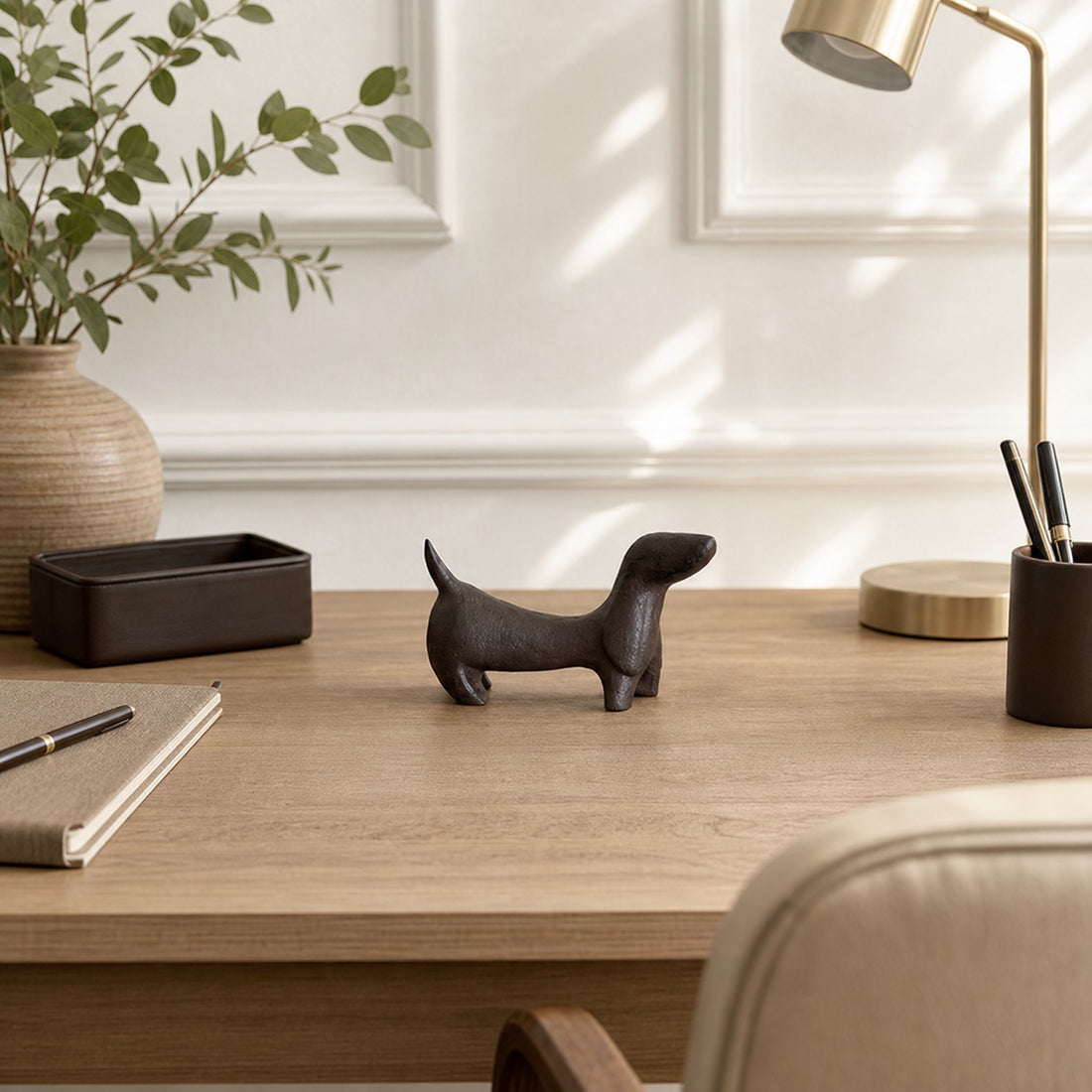 Cast iron Dachshund figurine in a collected interior