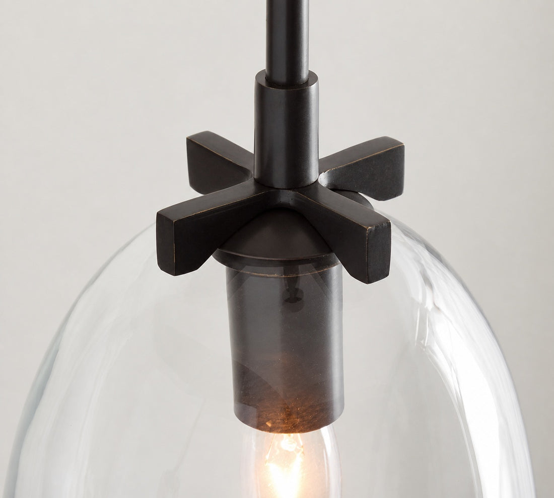 Auria Metal Brass Pendant Lighting - Vintage Finish with Glass Shade