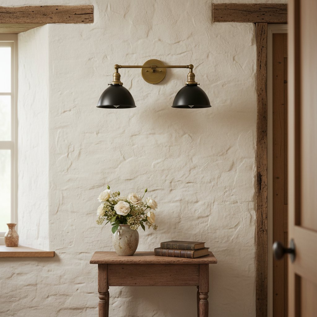 Conique Metal Dual Head Wall Fixture with Classic Shades – Industrial Vanity Lamp