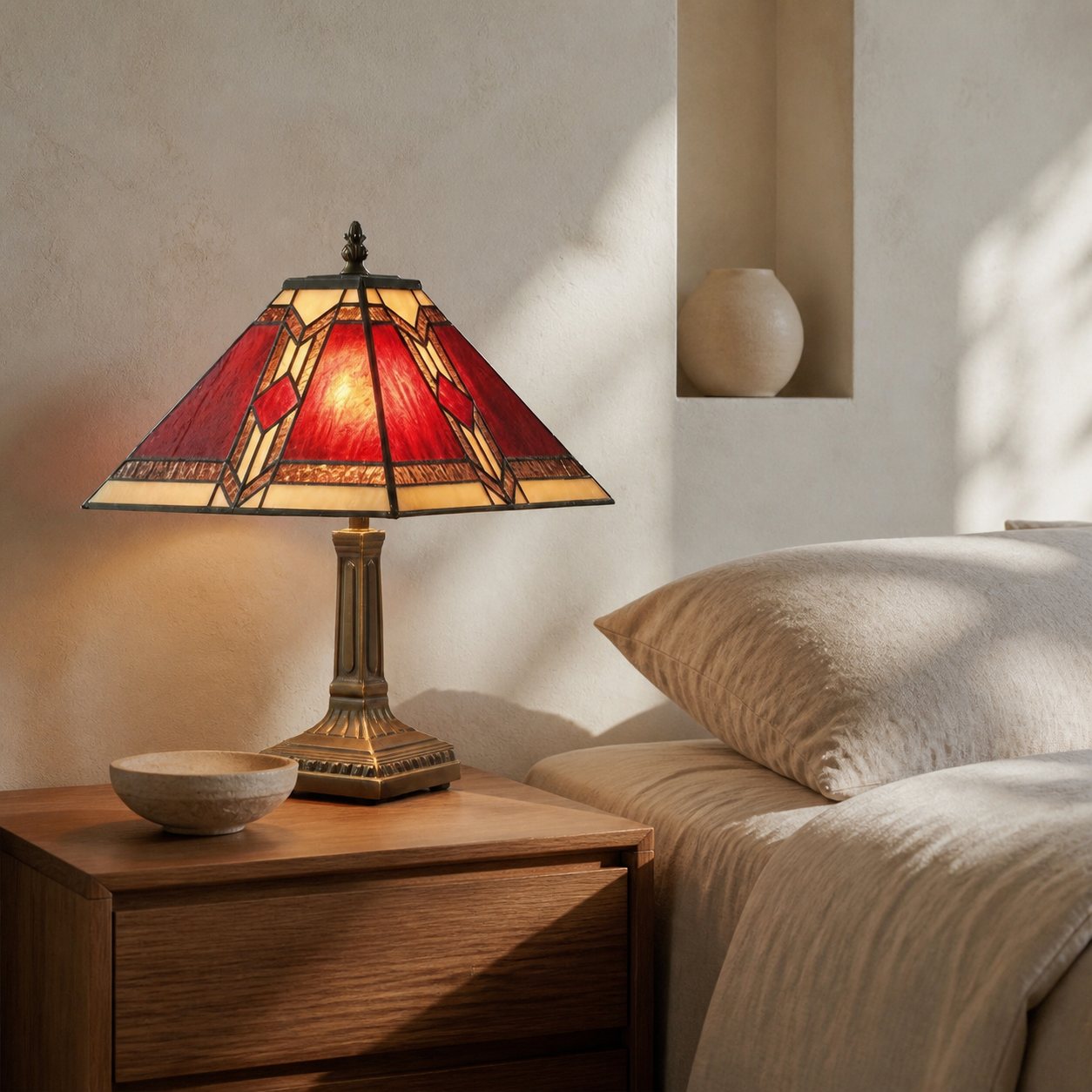 TiffStar Stained Glass Table Lamp – Vintage Style Stained Glass Suitable for Bedrooms and Living Rooms