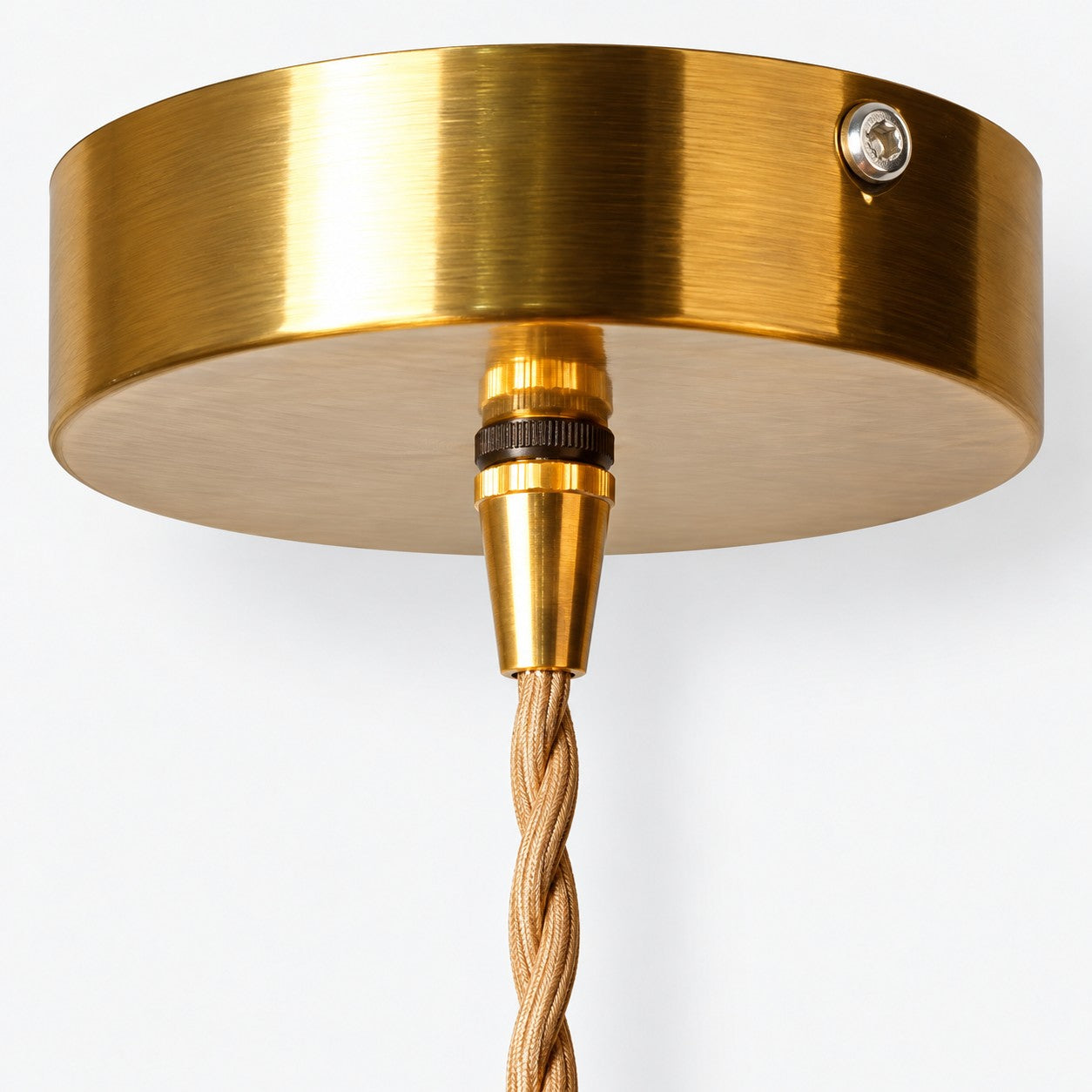Amvora brass canopy and twisted cord close-up