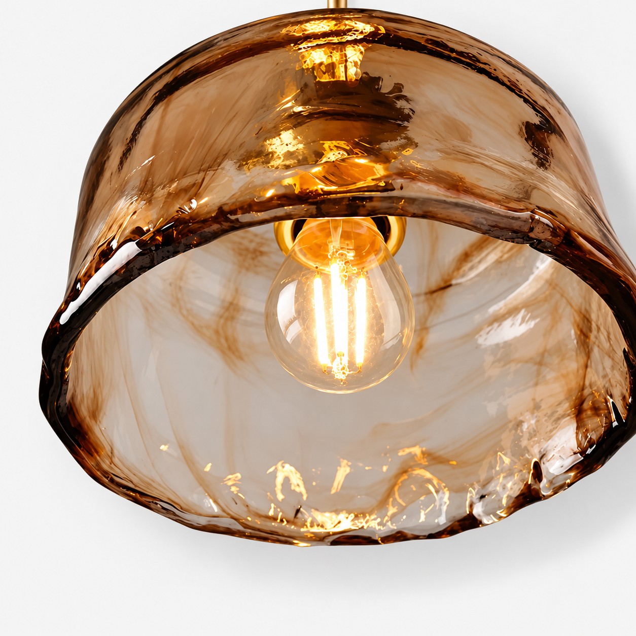 Amvora amber glass pendant viewed from below