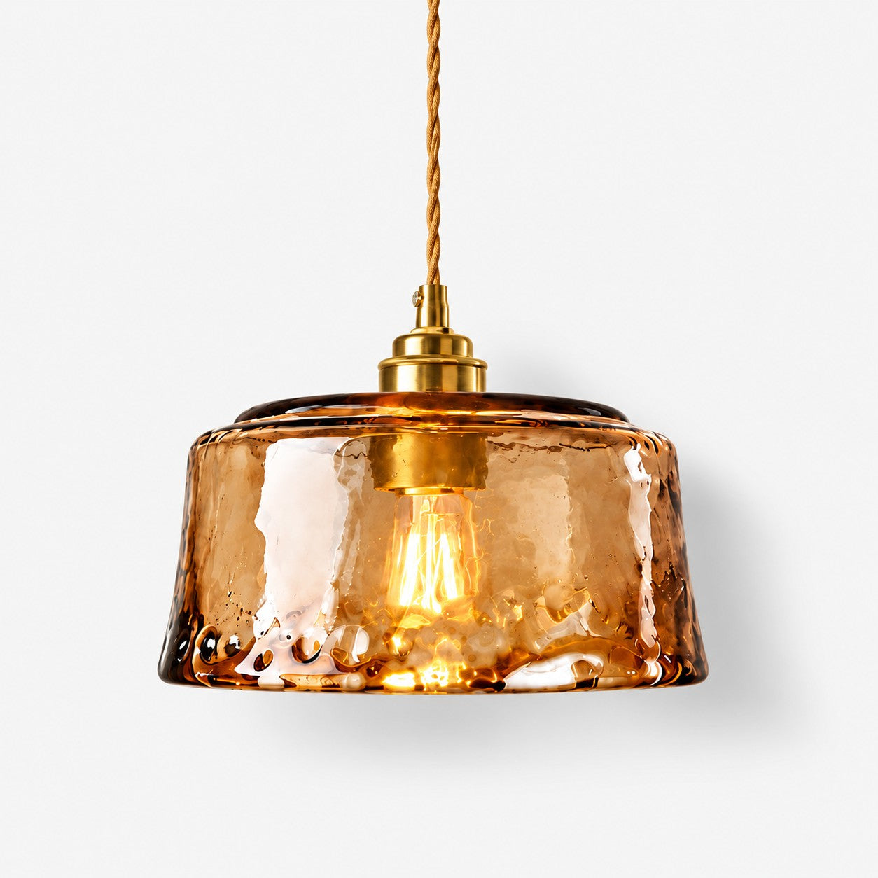 Amvora amber cloud glass drum pendant