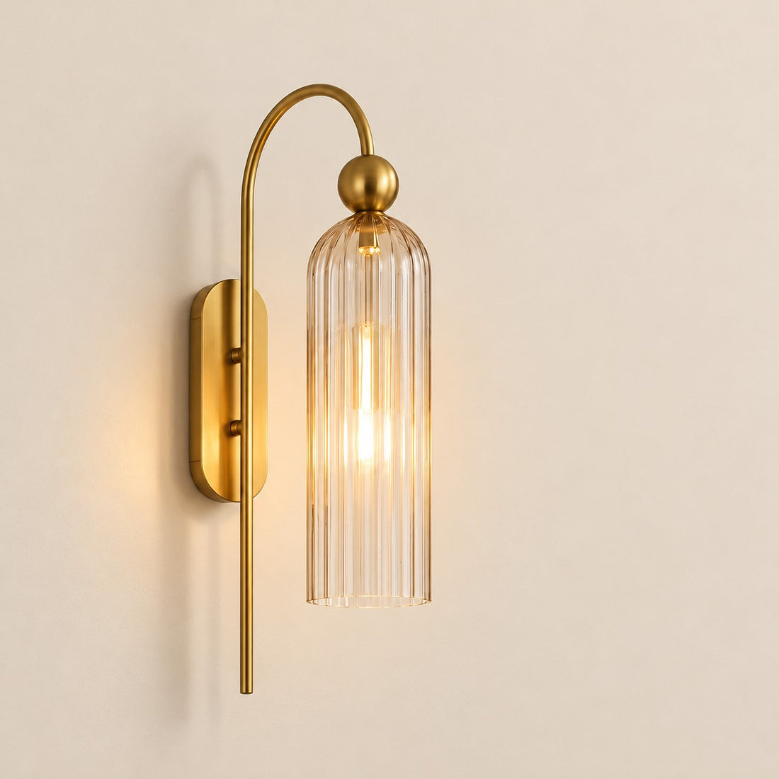 Aura ribbed glass wall sconce, Clear Glass