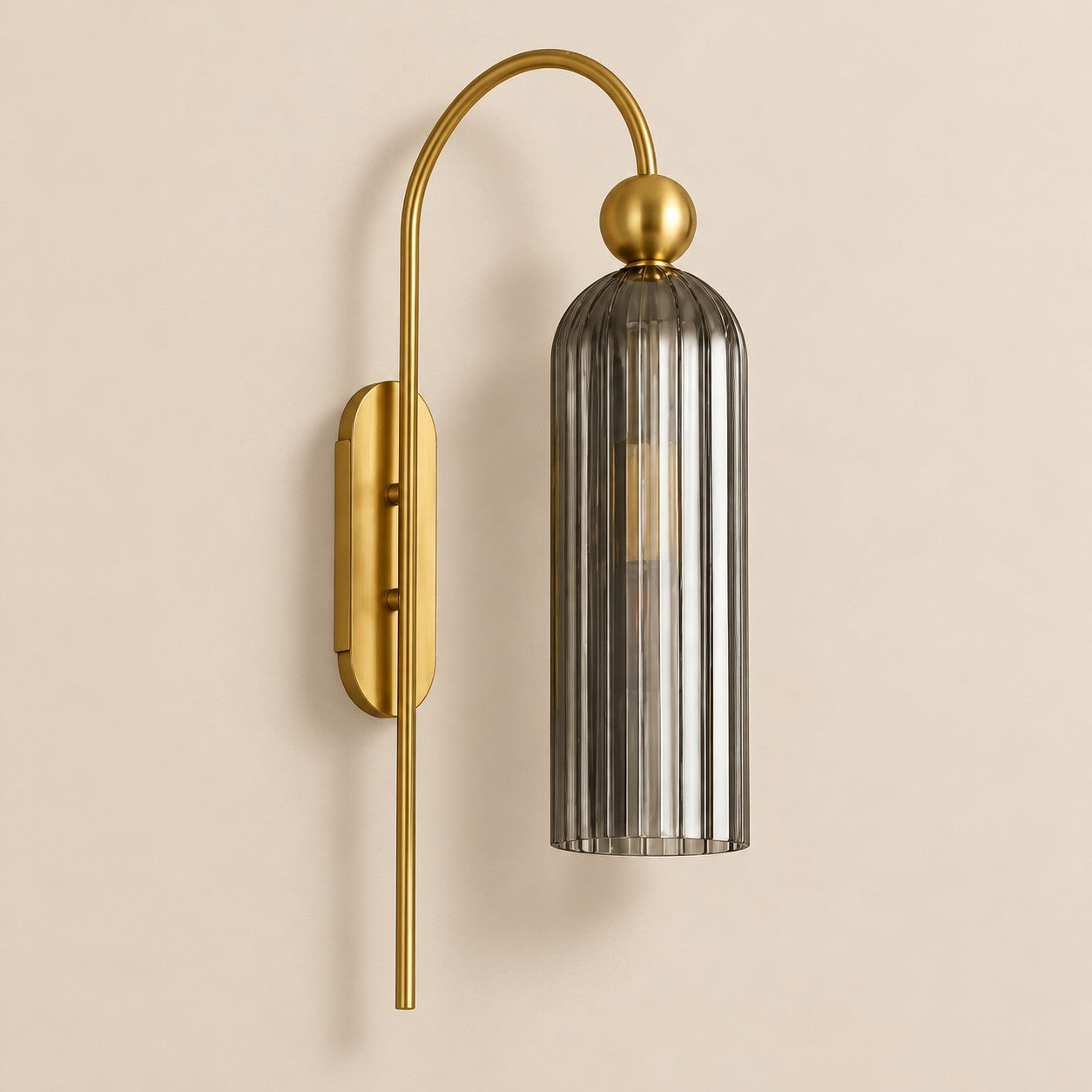 Aura ribbed glass wall sconce, Gray Glass