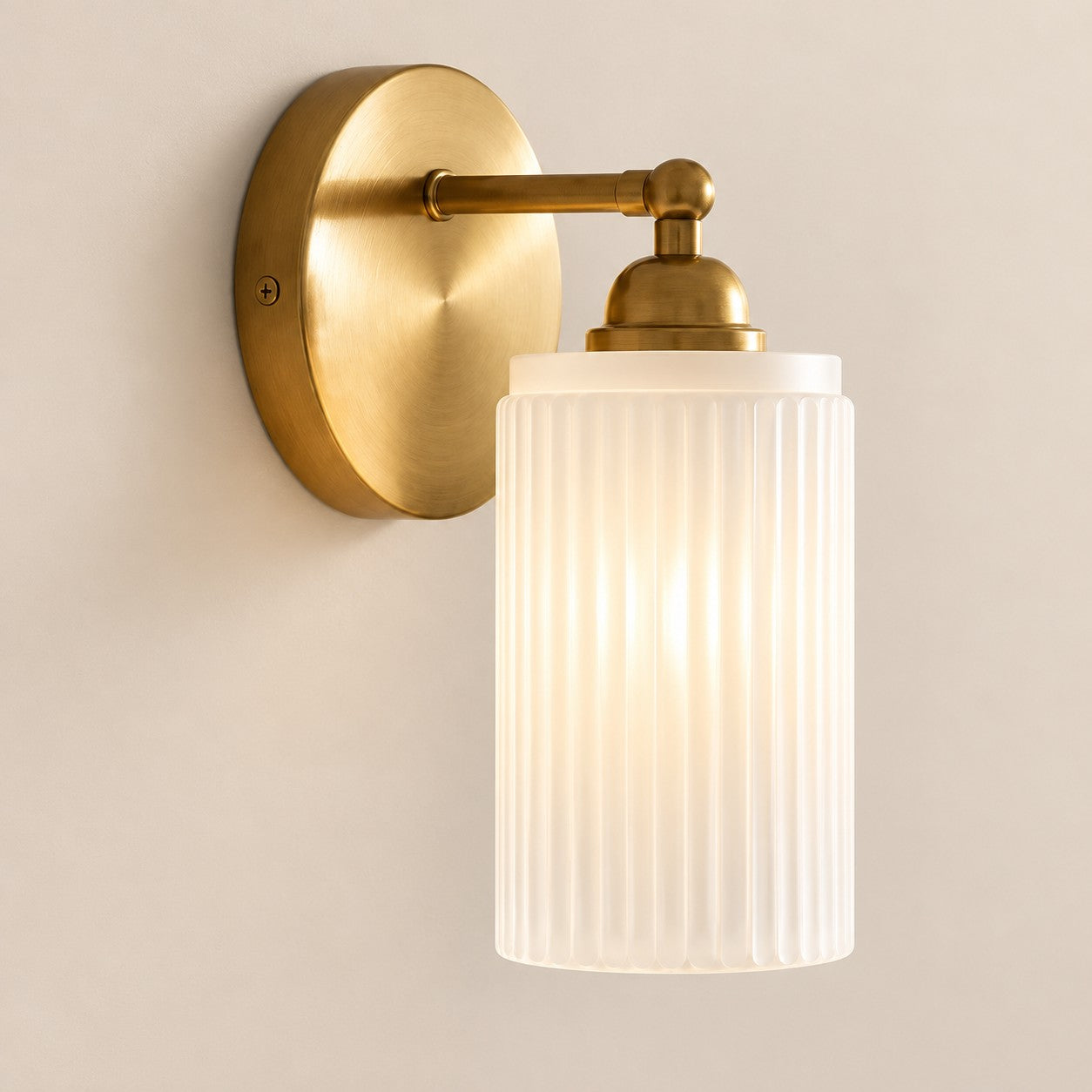 Aura vintage ribbed glass wall sconce, Gold