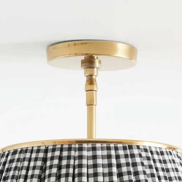 Avelora brass canopy and gingham shade