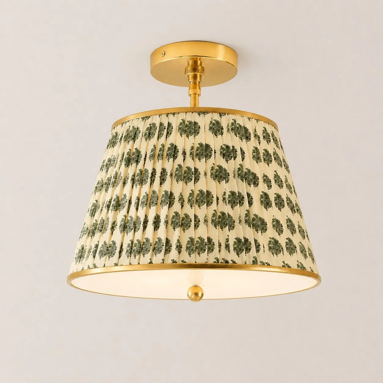 Avelora floral block print pleated ceiling lamp