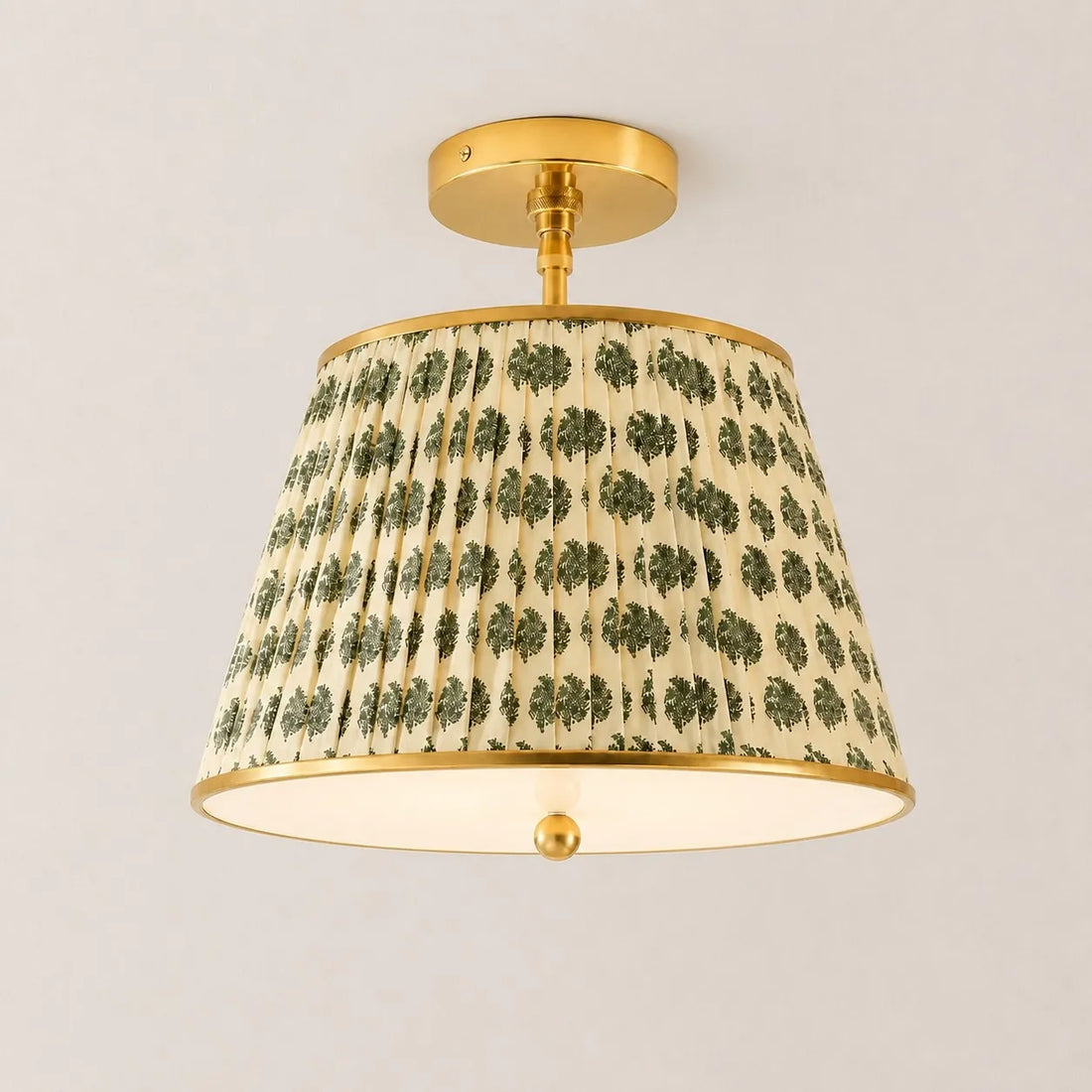 Avelora floral block print pleated ceiling lamp
