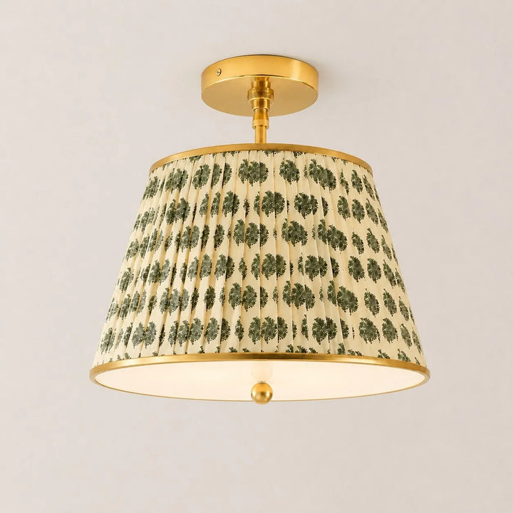 Avelora floral block print pleated ceiling lamp