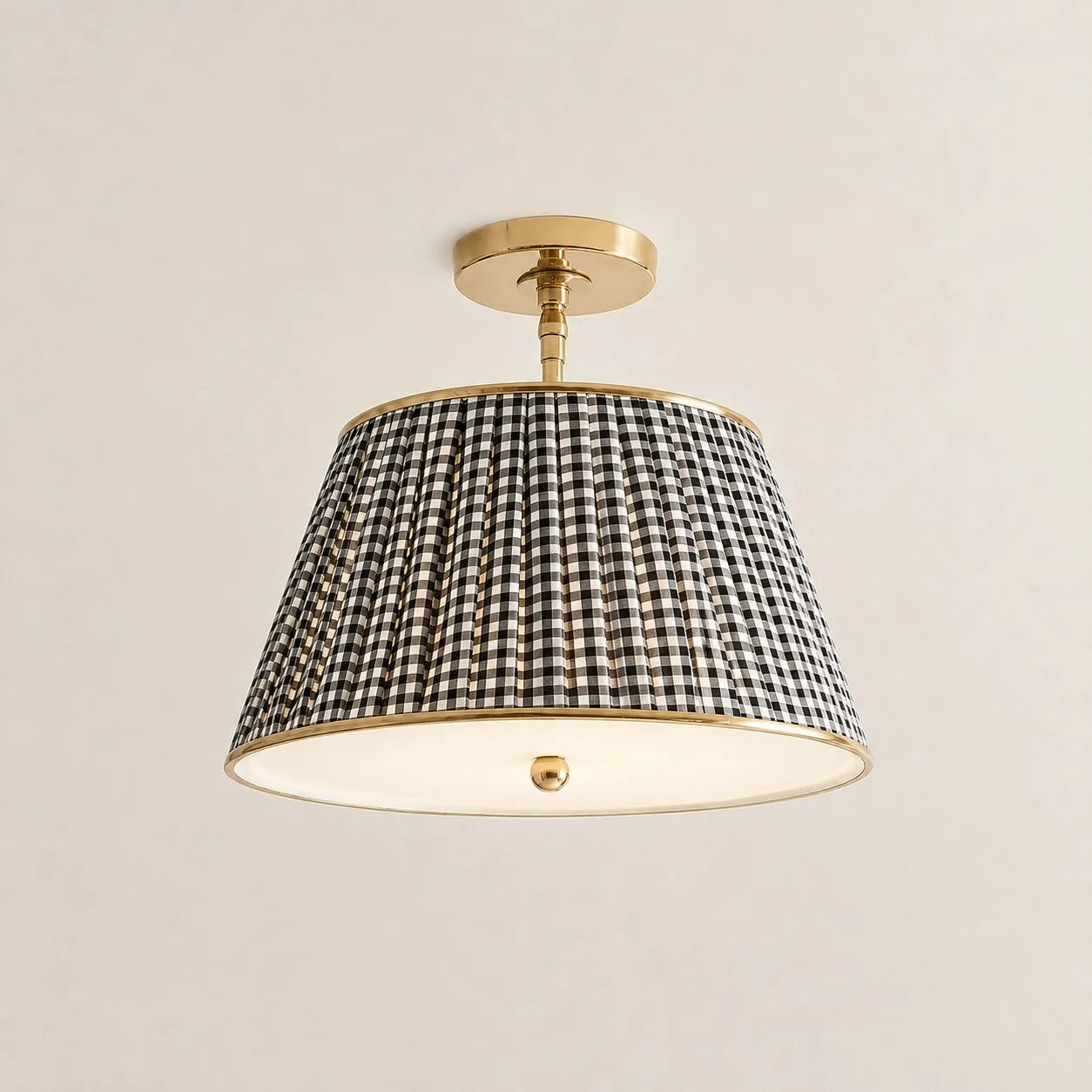 Avelora black and white gingham pleated ceiling lamp