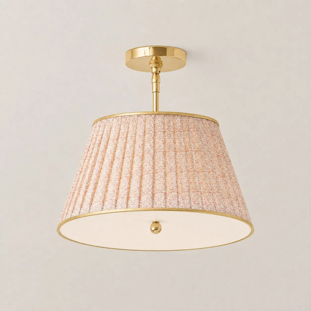 Avelora pink floral print pleated ceiling lamp
