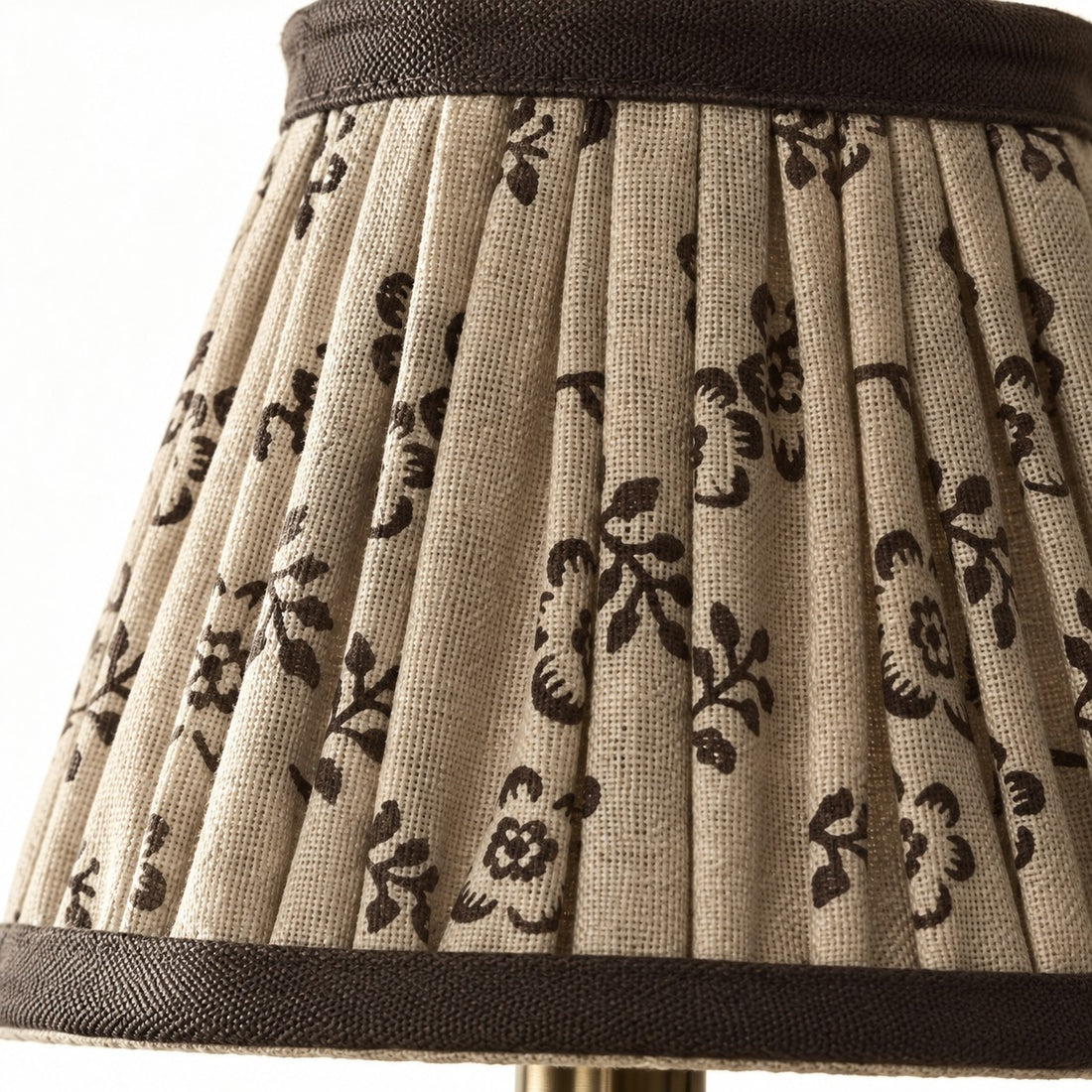 Avelora brown faded floral cotton shade, close-up