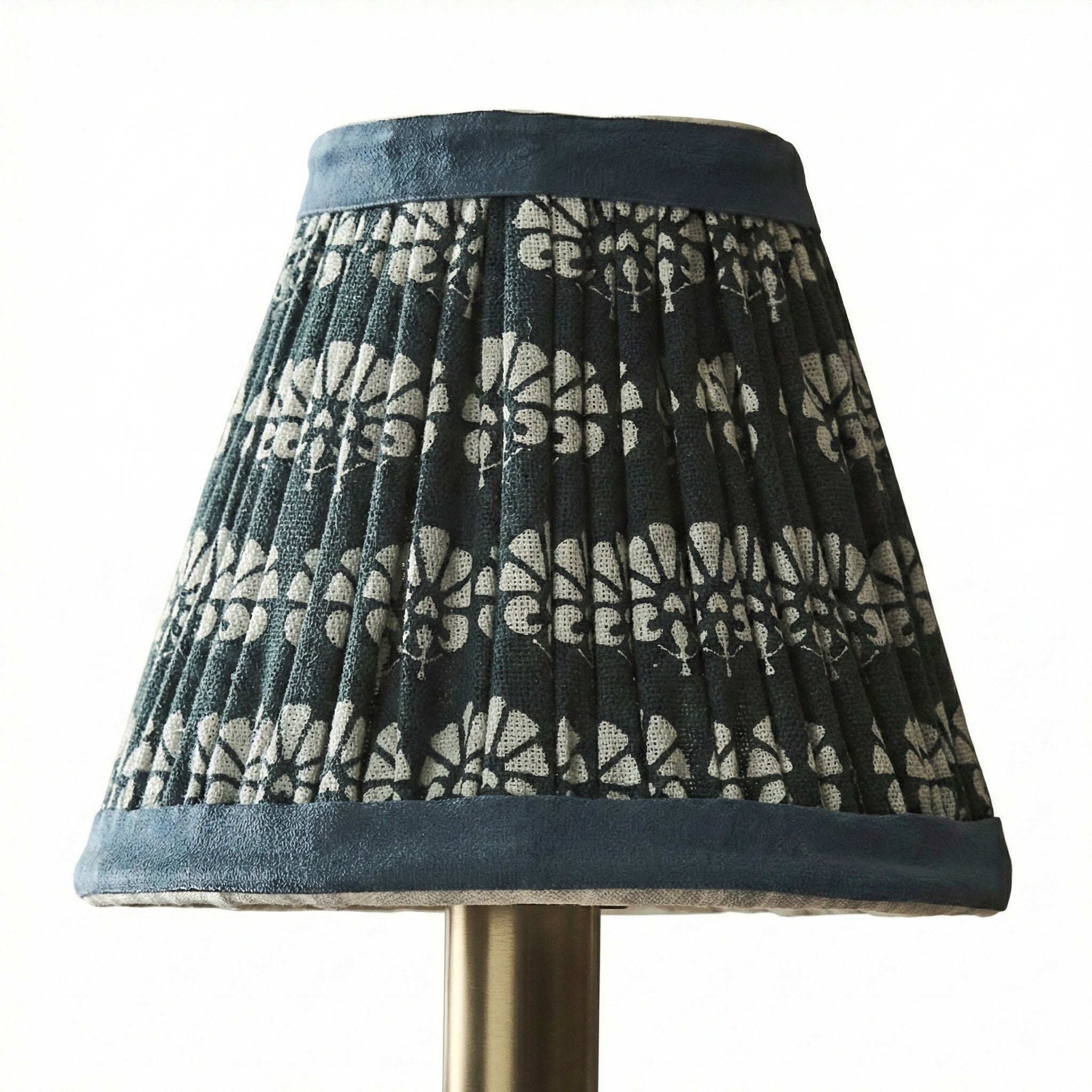 Avelora blue floral cotton shade, close-up