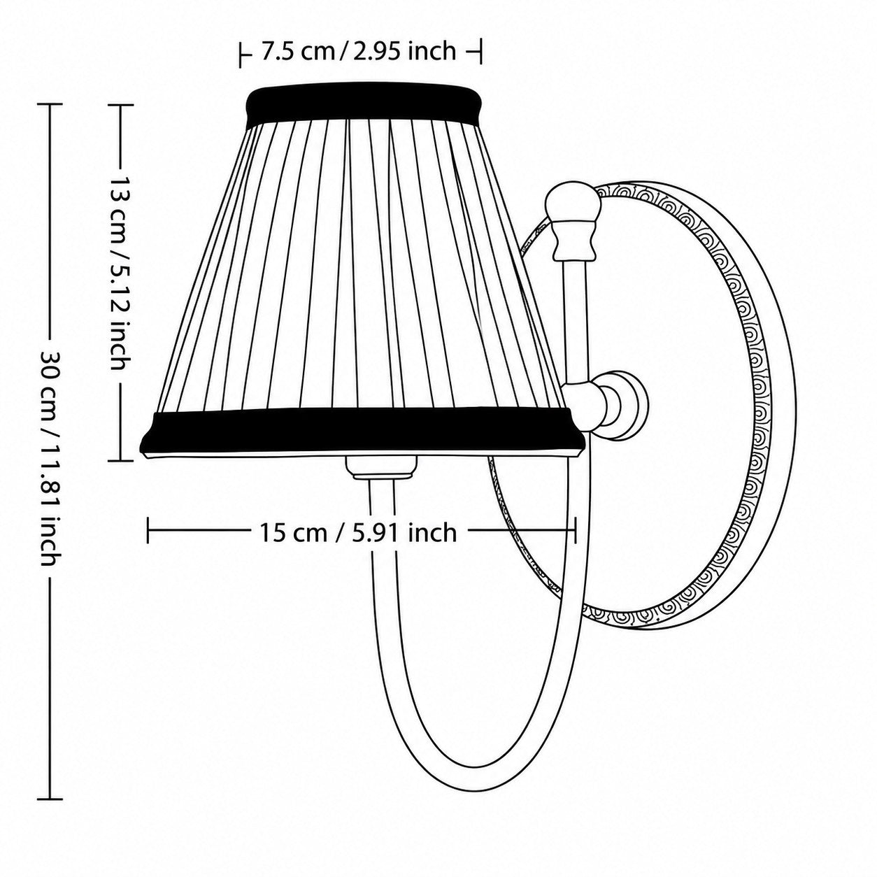 Avelora conical wall sconce dimensions, 11.81 inches high
