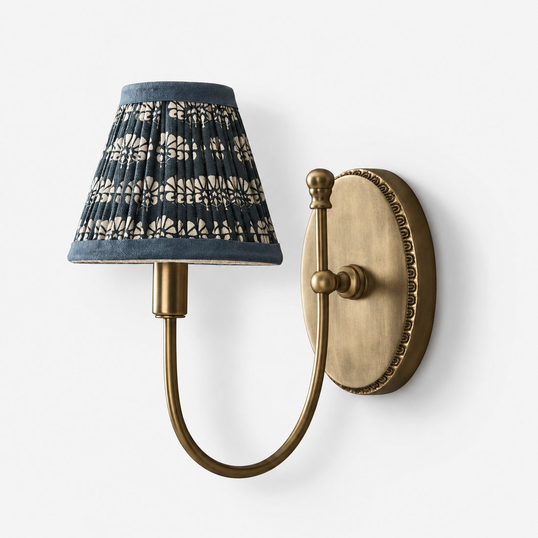 Avelora Blue Floral cotton shade wall sconce