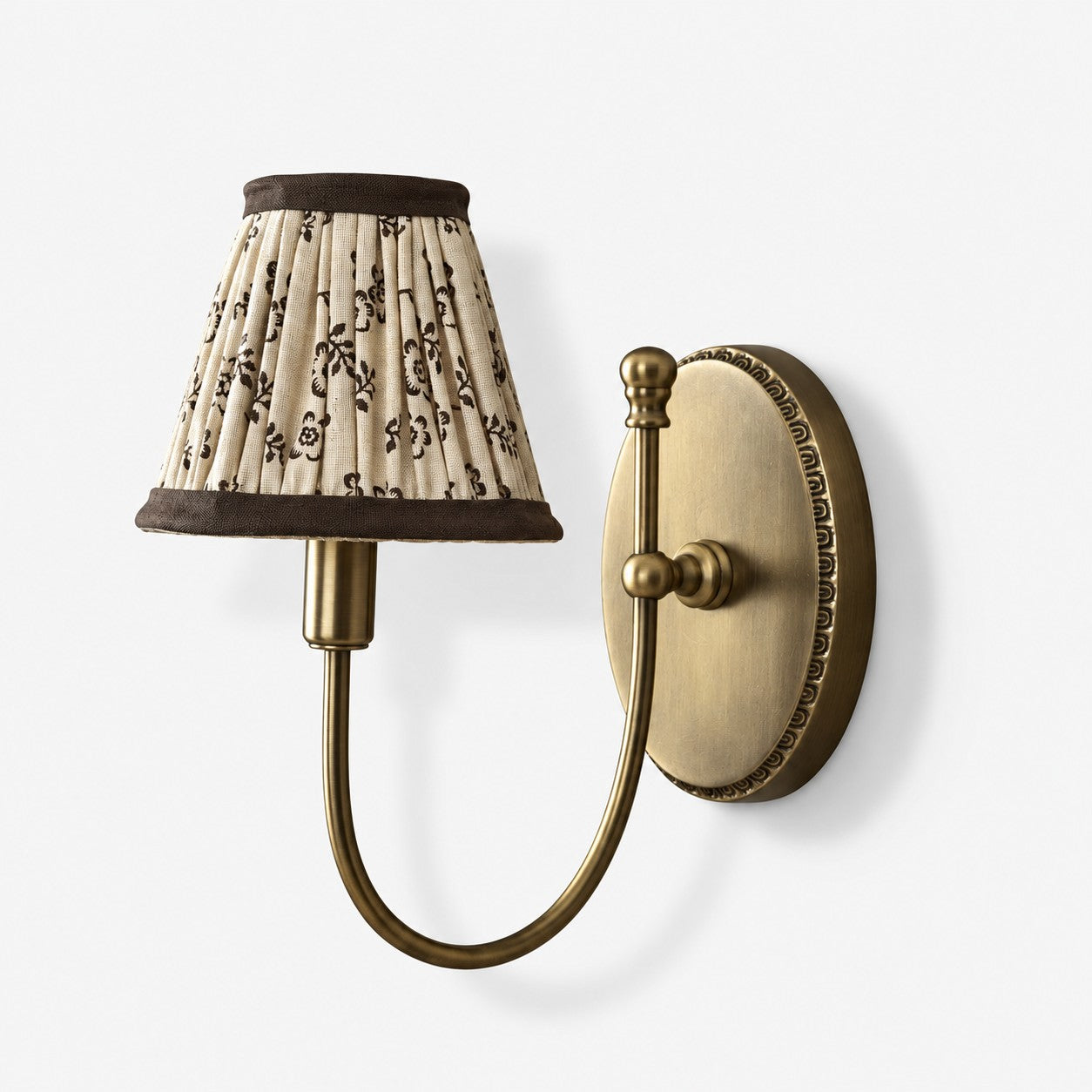 Avelora Brown Faded Floral cotton shade wall sconce