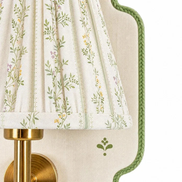 Avelora floral shade and upholstered backplate detail