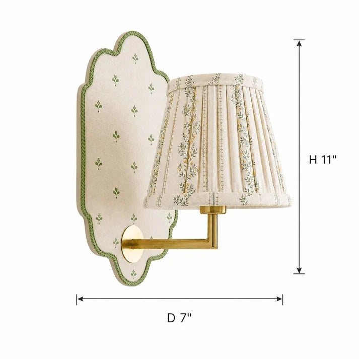 Avelora floral wall sconce dimensions, 7 inches diameter by 11 inches high