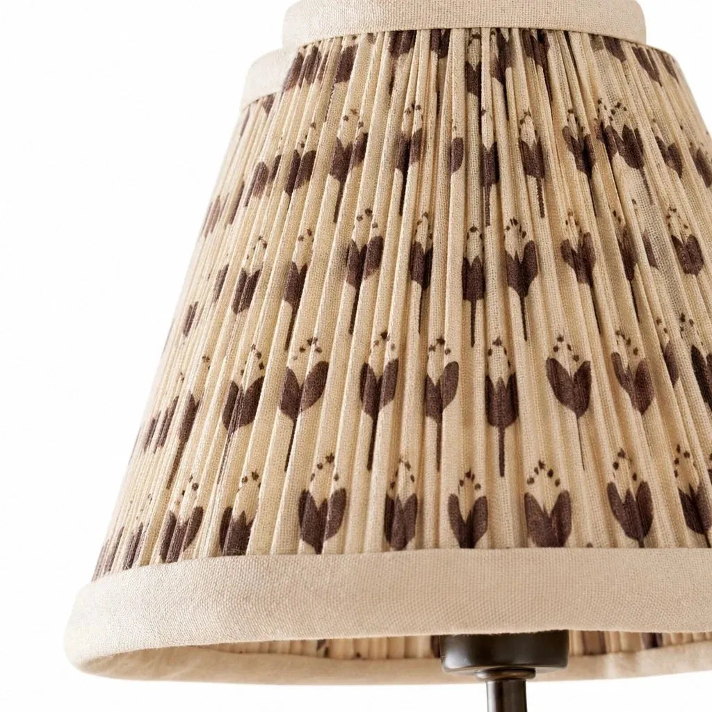 Avelora pleated floral fabric shade, close-up