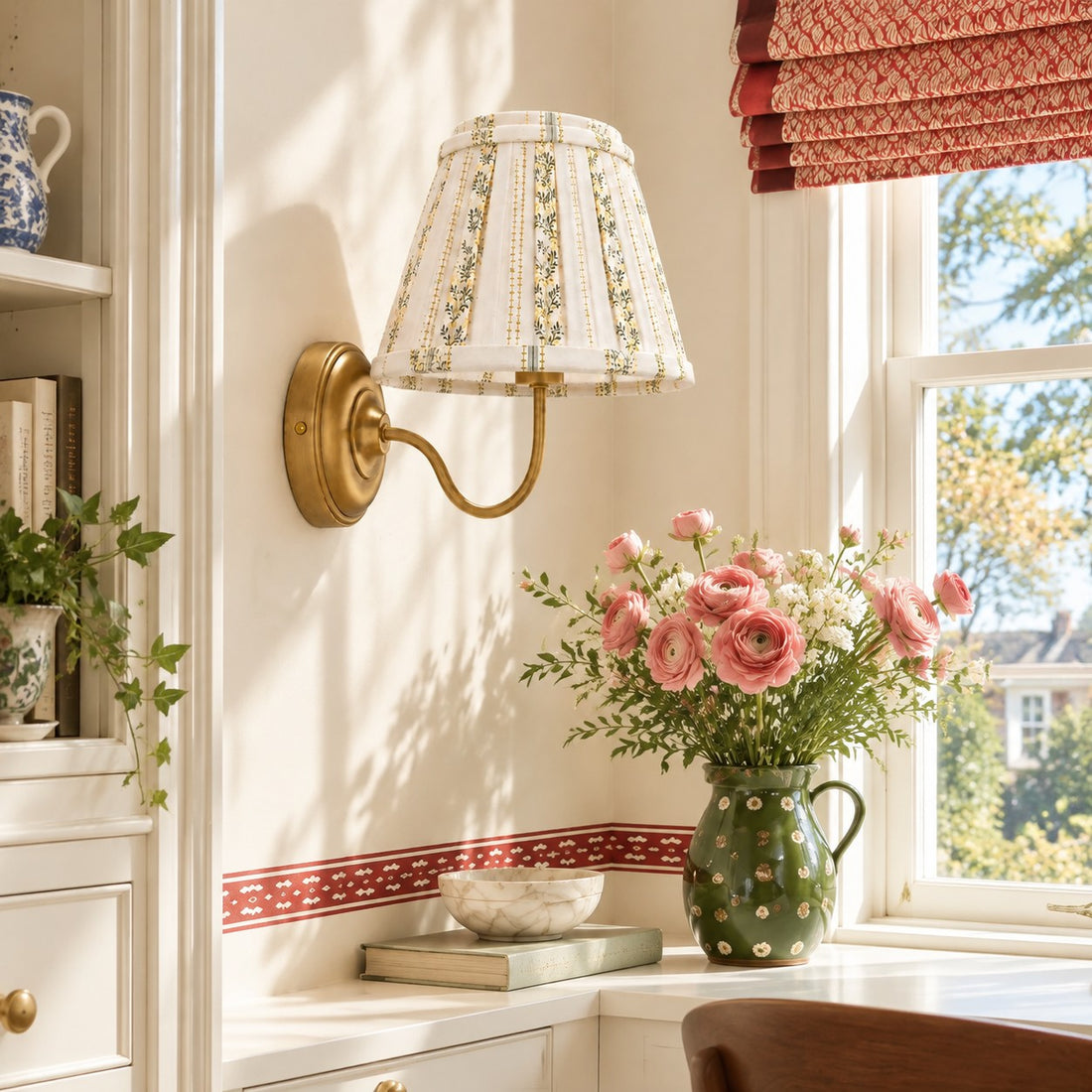 Avelora wall sconce styled in a bright kitchen nook