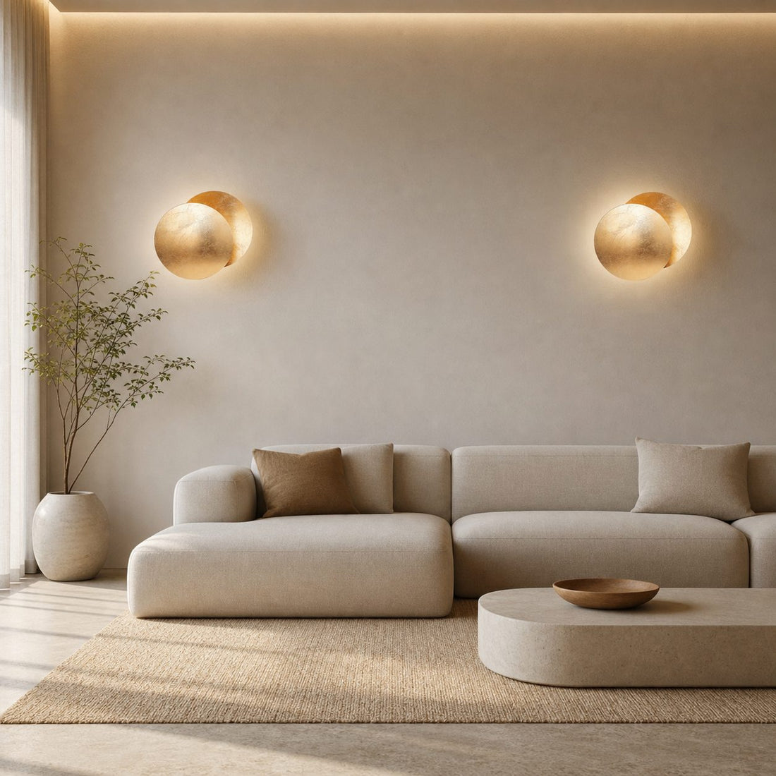 Discola Disc Wall Lamp – Modern Copper Halo Design with Circular Shade for Living Room or Bedroom N20