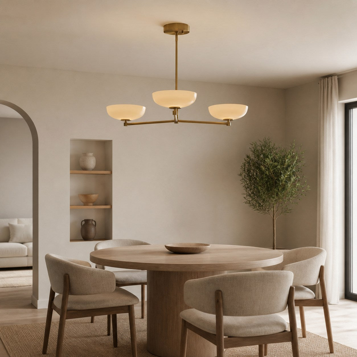 Vega Glass Mid-Century Modern Globe Chandelier with Glass Shades for Dining Room and Kitchen Island