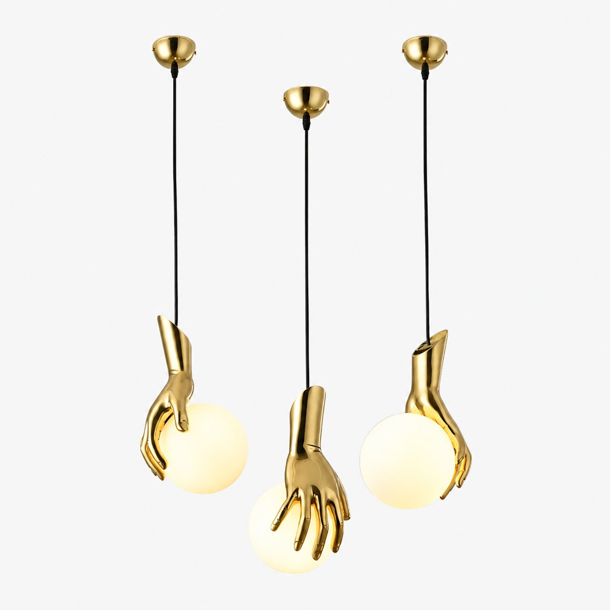 Hand Holding Globe Pendant Light