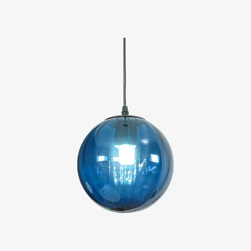 Lunorie Iron Metal Glass Globe Pendant Light - Sculpted Adjustable Pendant for Dining Spaces