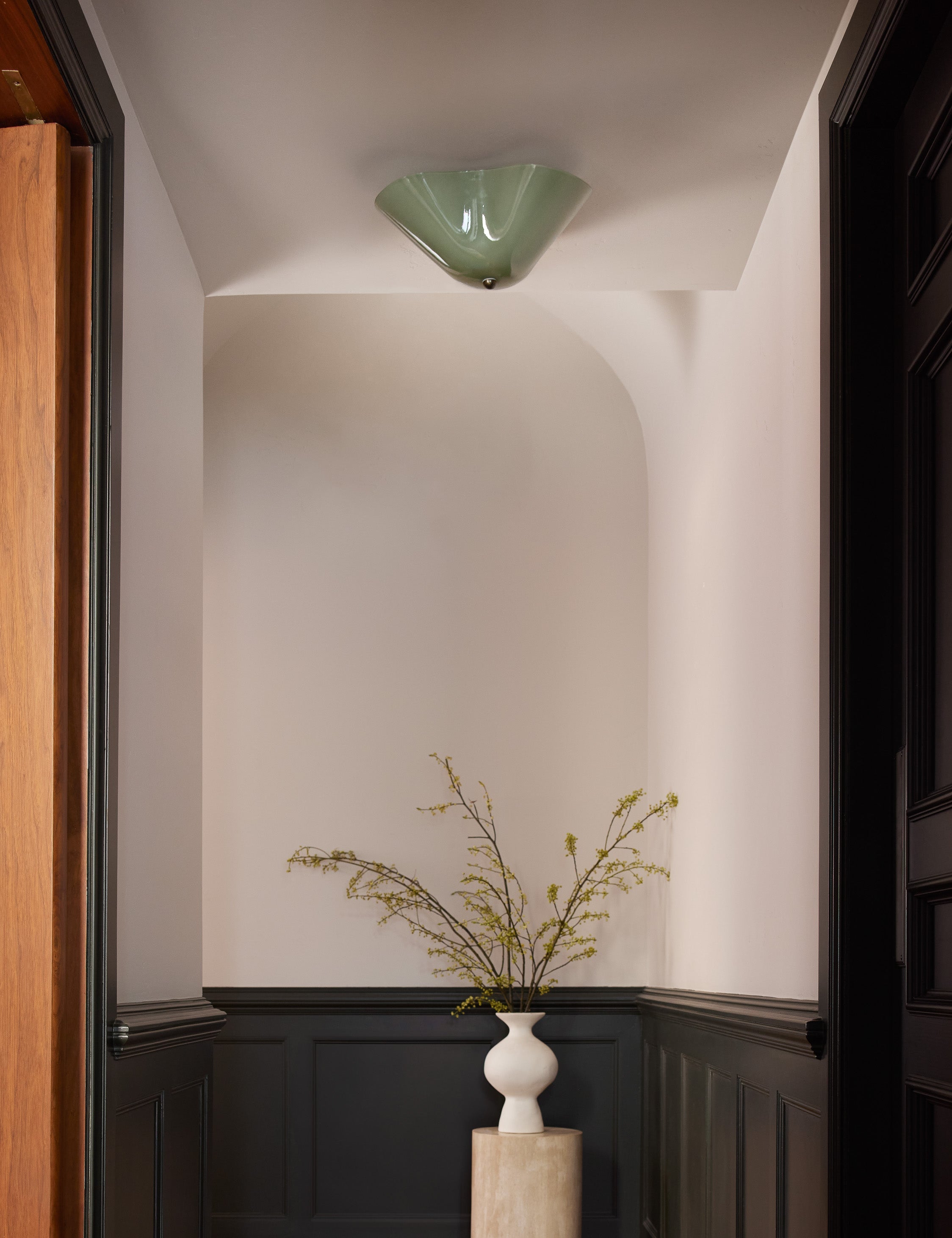 Bellina Glass Flush Mount Ceiling Light - Brass Accent Modern Fixture