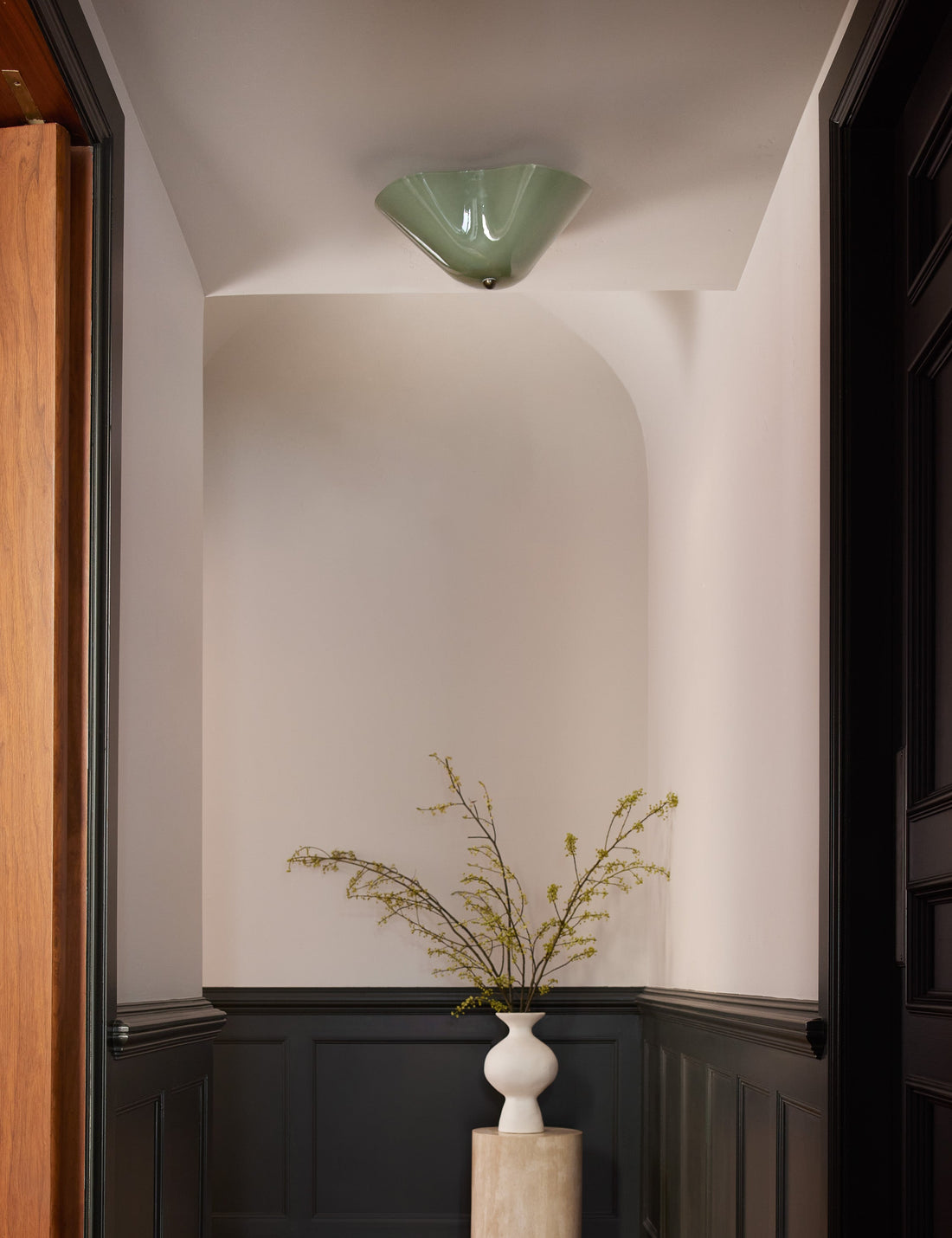 Bellina Glass Flush Mount Ceiling Light - Brass Accent Modern Fixture