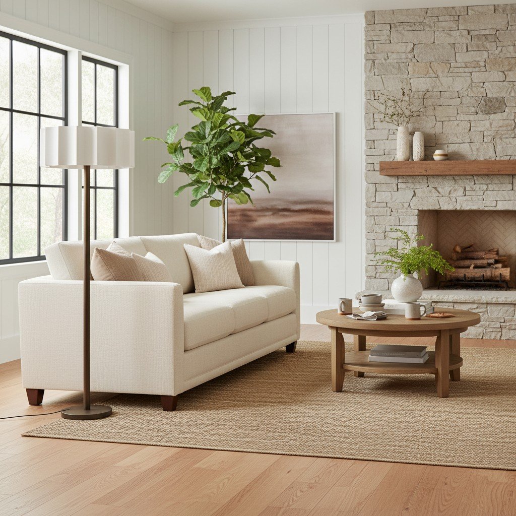 Cavilon Modern Floor Lamp - Slim Profile and Soft Fabric Shade Contemporary Floor Light