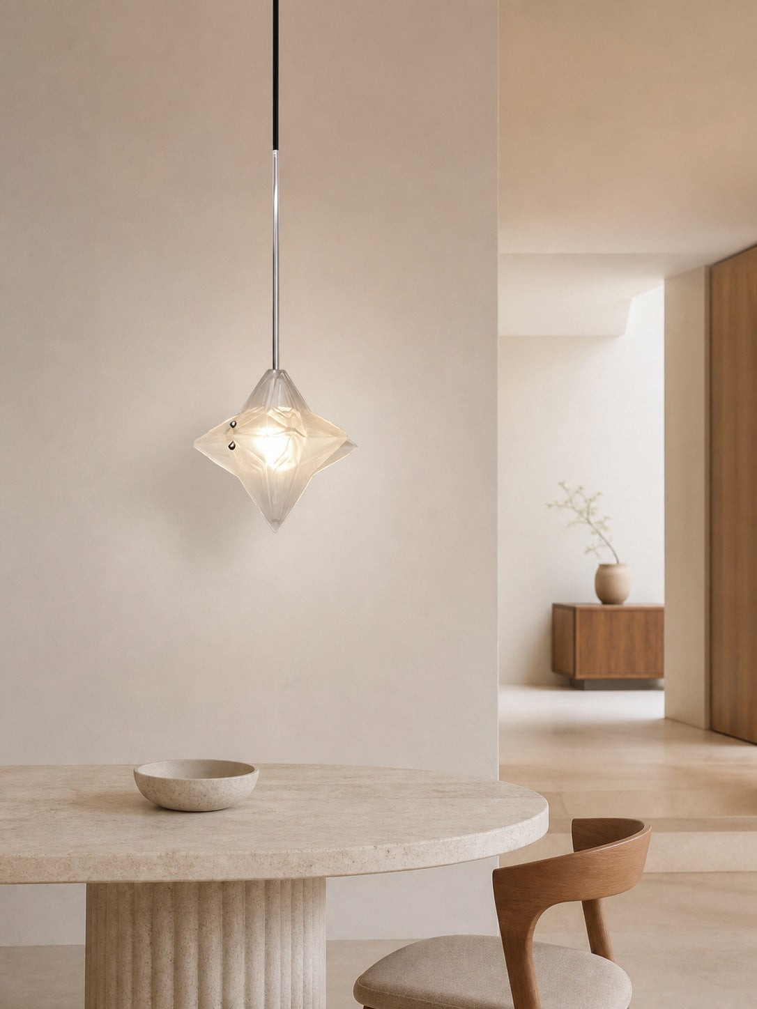 Art Deco Astris Elara Star Pendant Light – Frosted Glass Pendant with Geometric Style