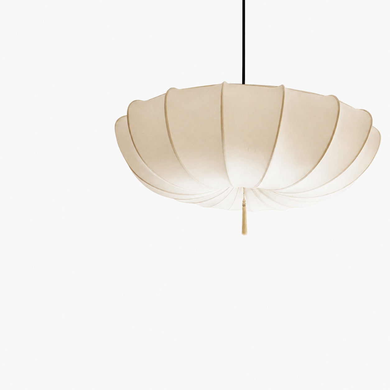 Traditional Japanese Round Iron Frame Fabric Shade 3/5 Light Chandelier For Living Room