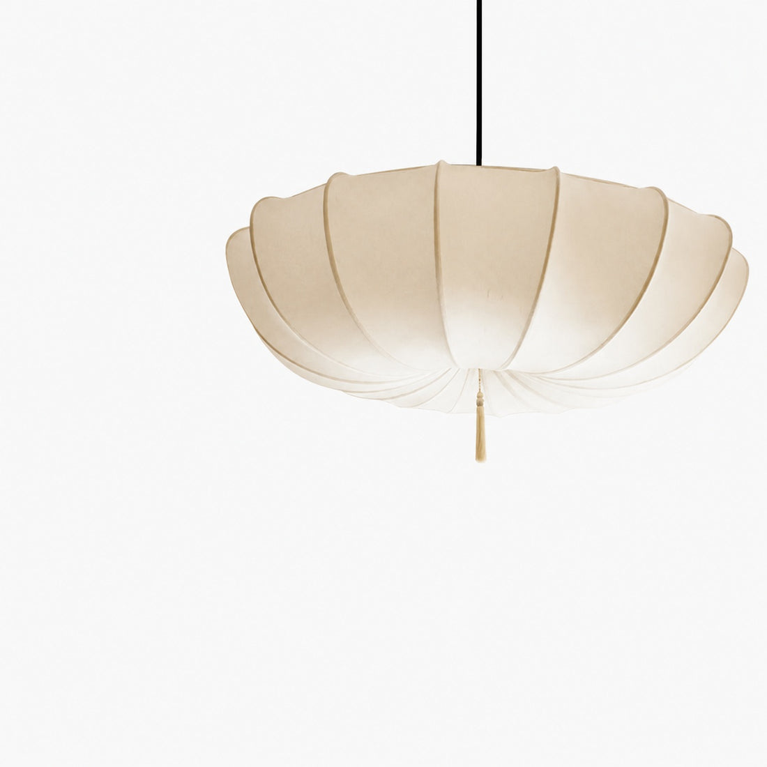 Traditional Japanese Round Iron Frame Fabric Shade 3/5 Light Chandelier For Living Room